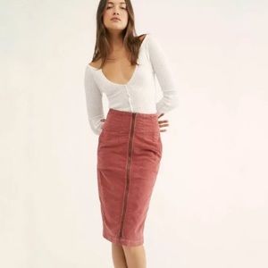 Free People Pink Midi Skirt
